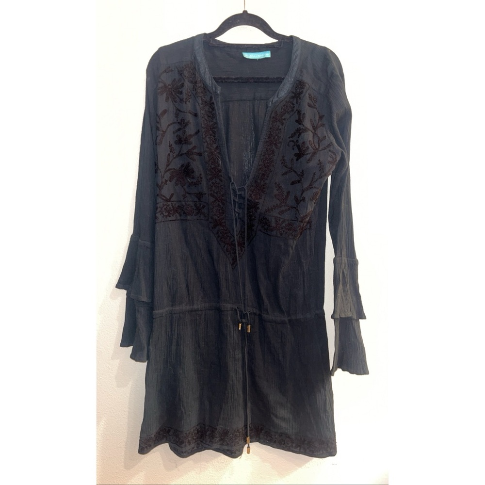 Melissa Odabash Embroidered Black Coverup‎ Size Medium